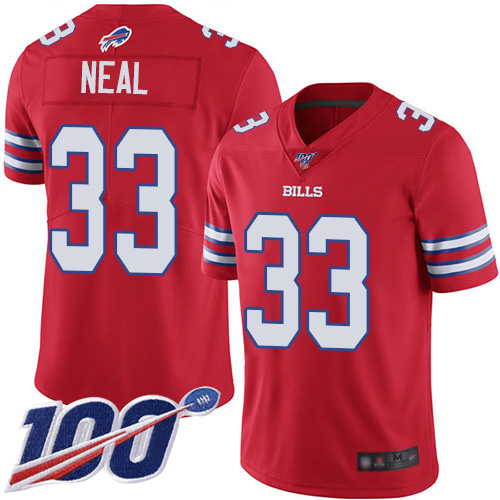 Men Buffalo Bills #33 Siran Neal Limited Red Rush Vapor Untouchable 100th Season NFL Jersey